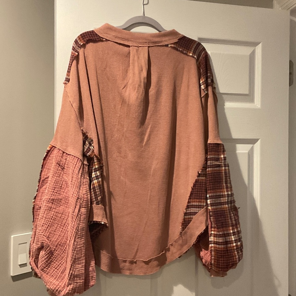 Plaid Patchwork Women's Top - Picture 3 of 6